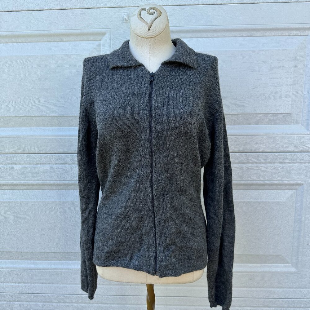 Inca Fashions 100% Alpaca Cardigan Gray Zipper Jacket XL NEW Sweater